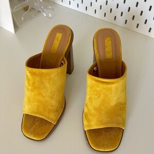 Yellow Velvet Women's Mules
